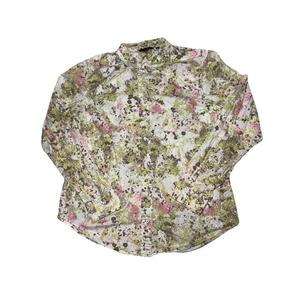 Eddie Bauer Womens Button Down Long Sleeve Splattered Paint Size Large